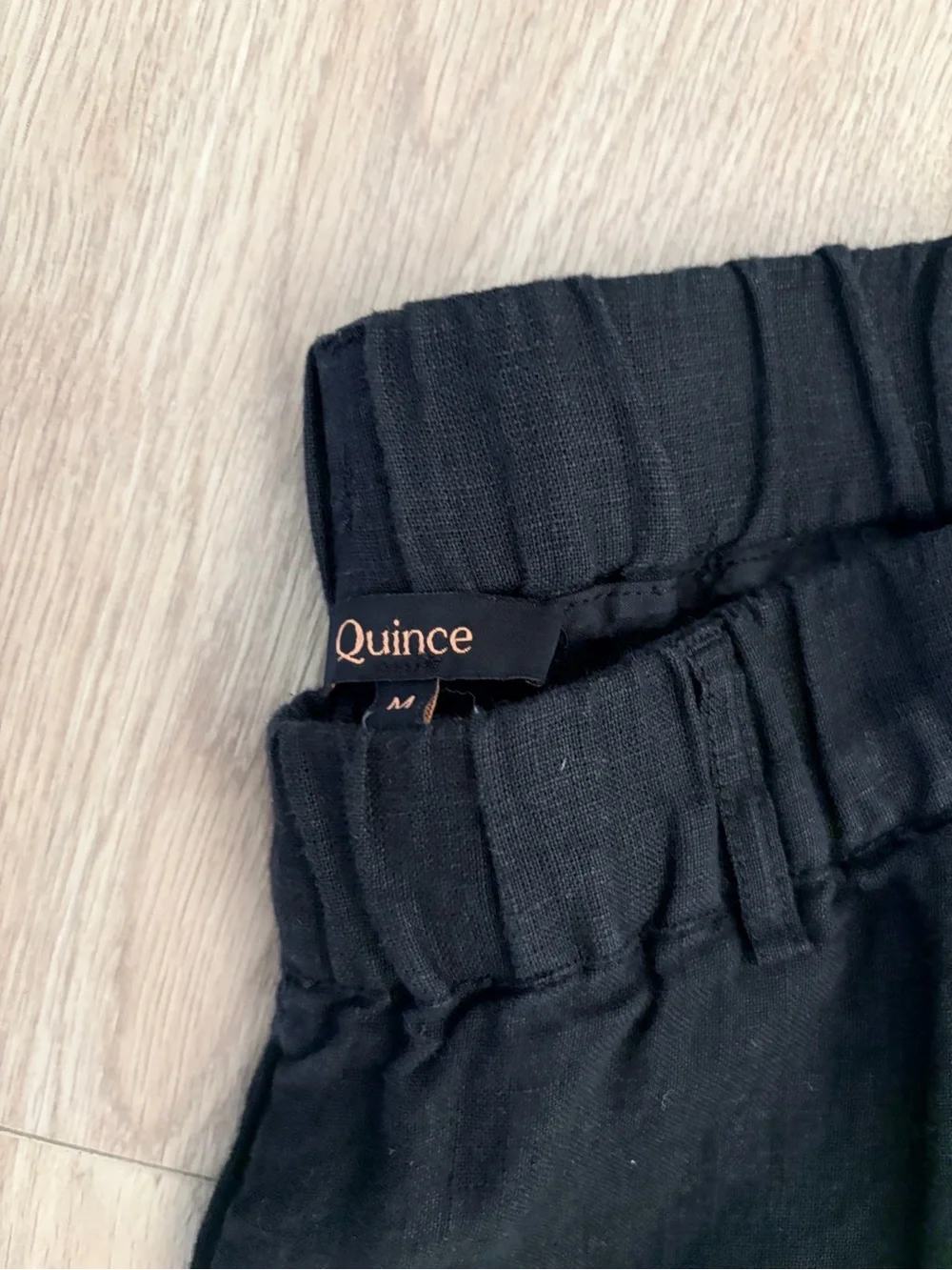Quince 100% European Linen Black Elastic-Waist Casual Pants
